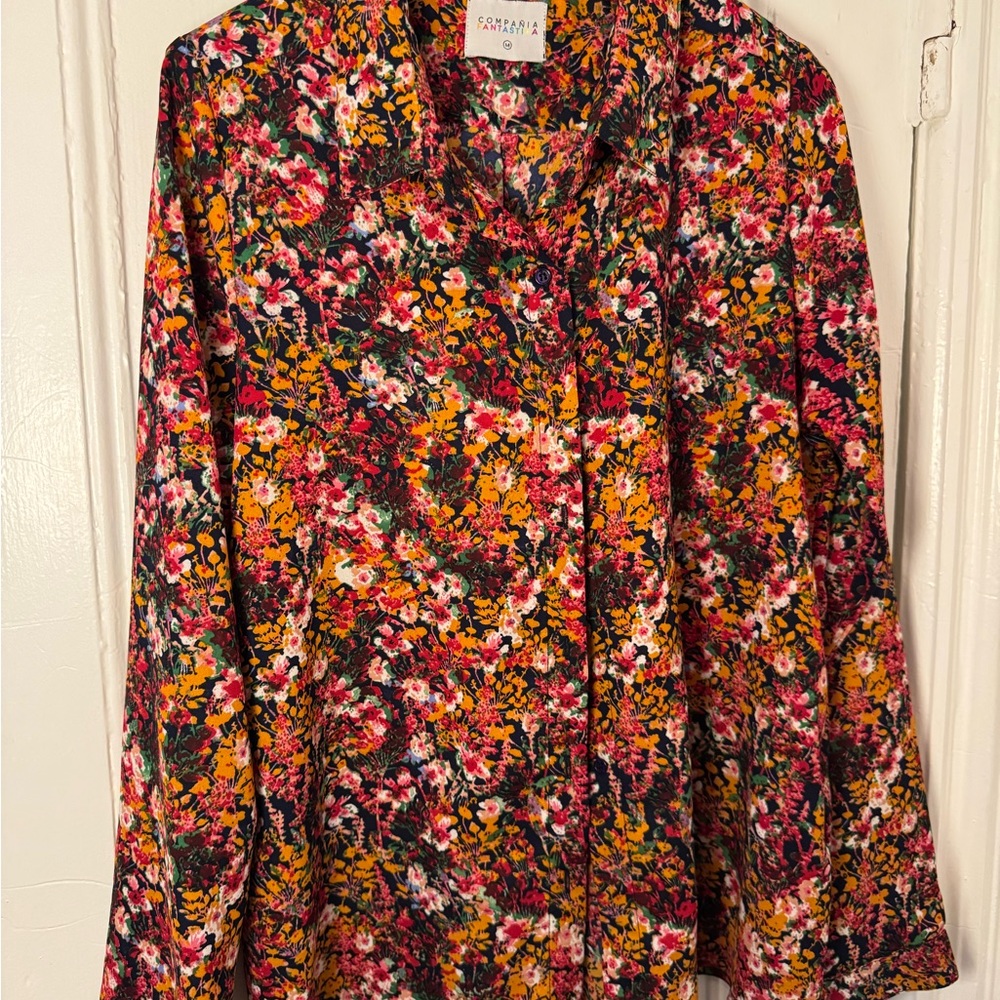 Floral Button-Up Blouse in Multicolor - from Spain